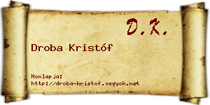 Droba Kristóf névjegykártya